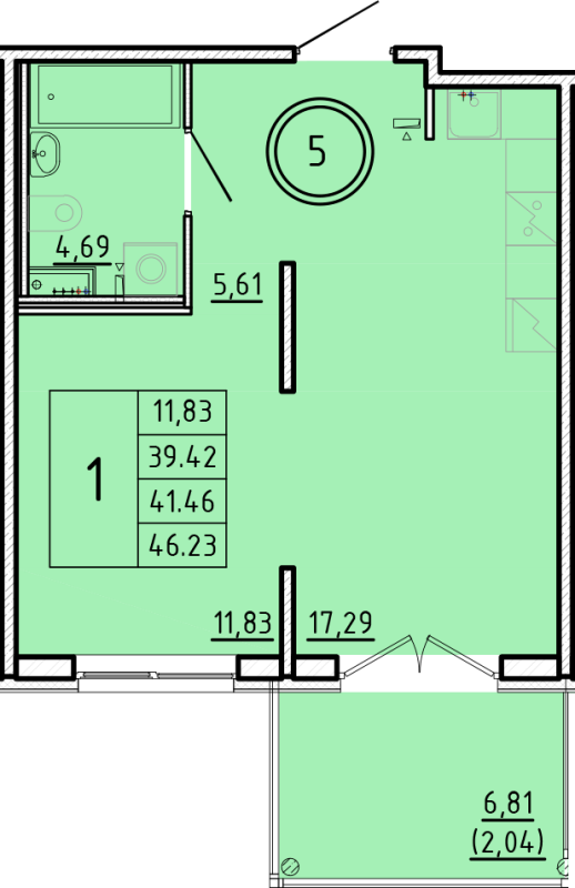 2 ккв (Евро) 39,4 м²
