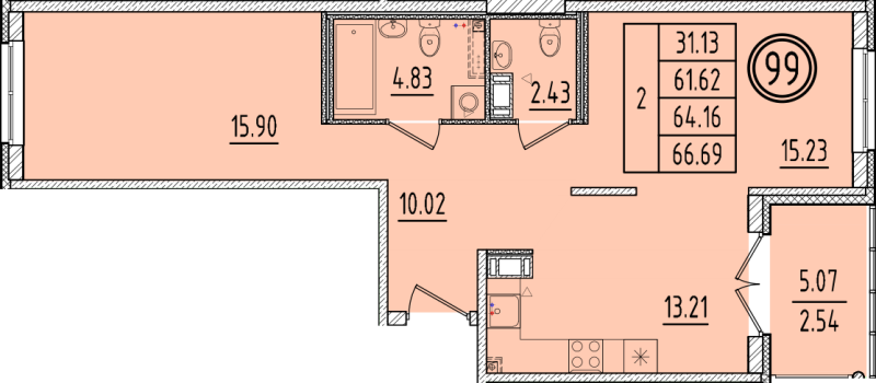 2 ккв 61,6 м²
