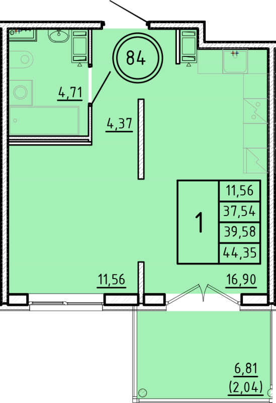 2 ккв (Евро) 37,5 м²