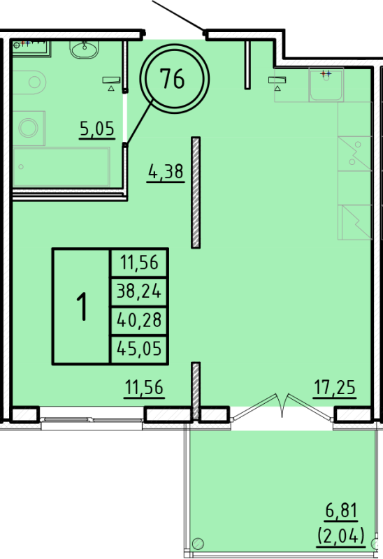 2 ккв (Евро) 38,2 м²
