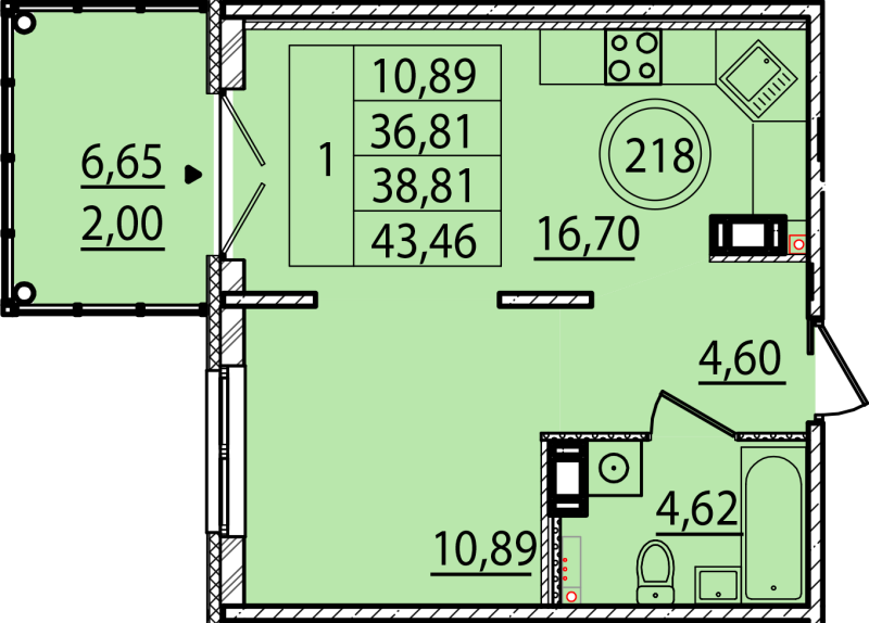 2 ккв (Евро) 36,8 м²