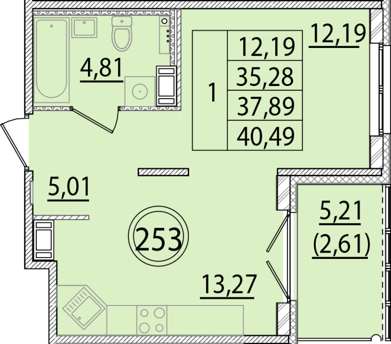 1 ккв 35,3 м²