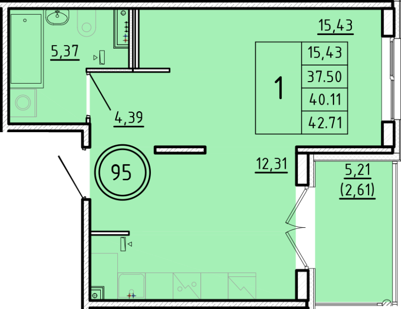 1 ккв 37,5 м²