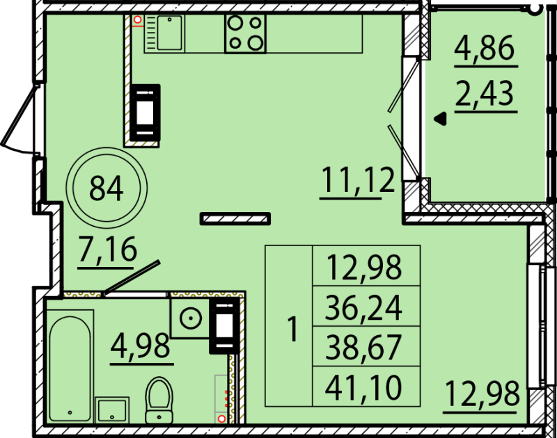 1 ккв 36,2 м²
