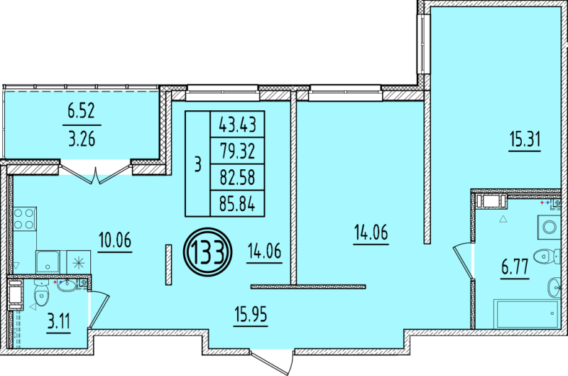 3 ккв 79,3 м²