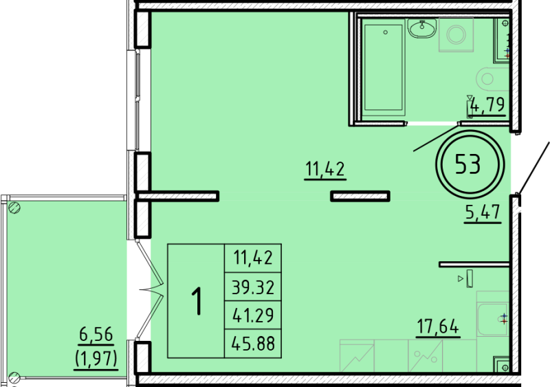 2 ккв (Евро) 39,3 м²