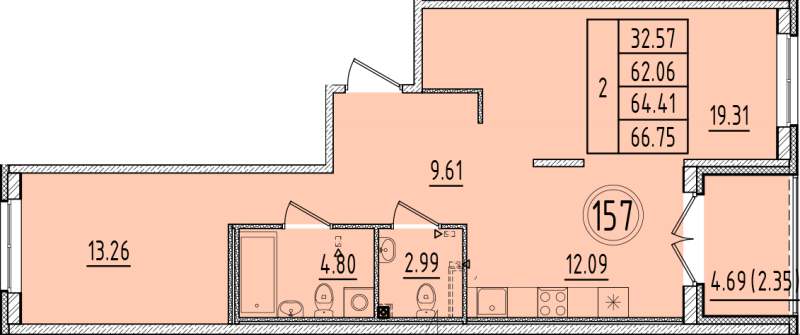 2 ккв 62,1 м²