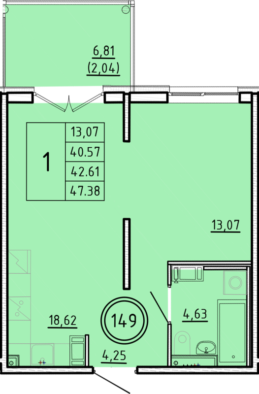 2 ккв (Евро) 40,6 м²