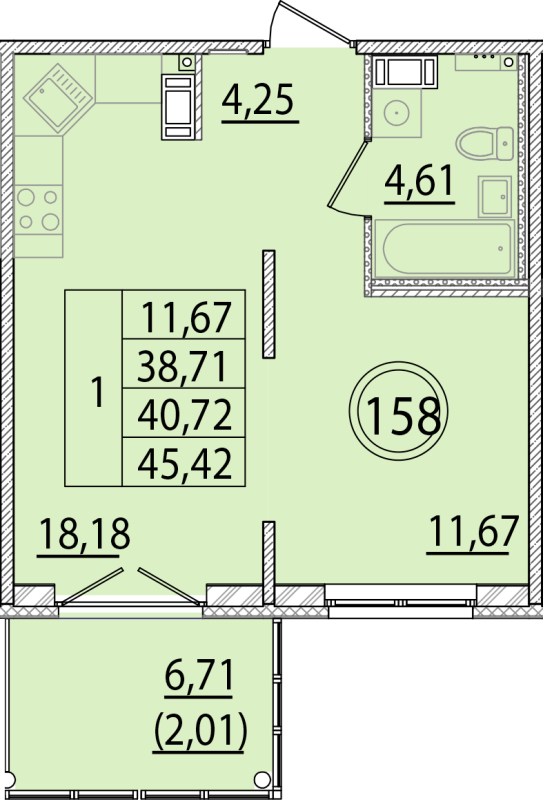 2 ккв (Евро) 38,7 м²