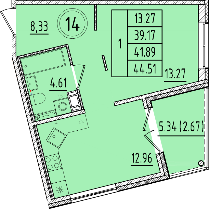 1 ккв 39,2 м²