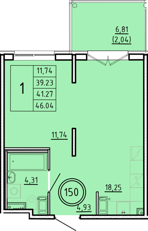 2 ккв (Евро) 39,2 м²
