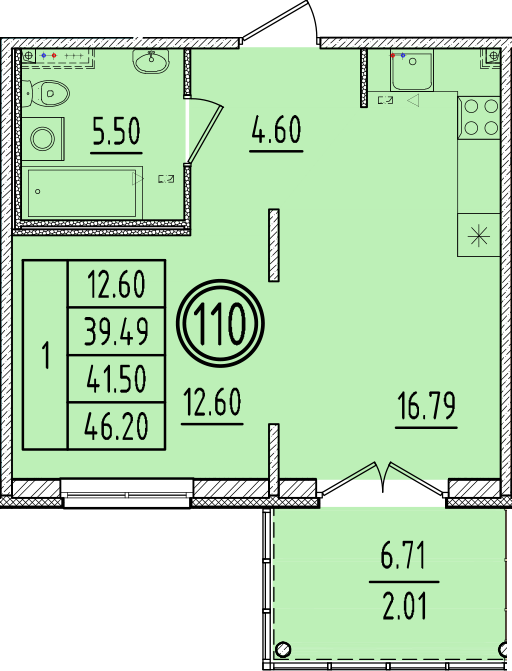 2 ккв (Евро) 39,5 м²