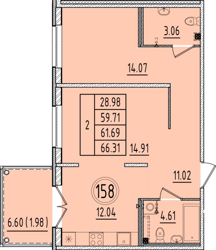 2 ккв 59,7 м²