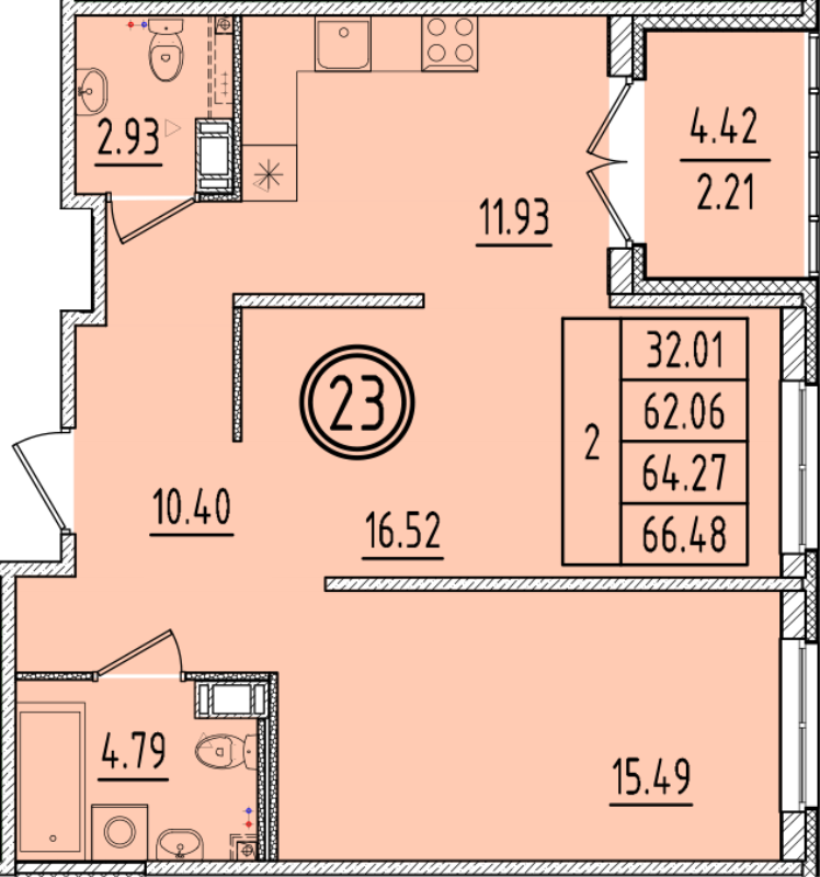2 ккв 62,1 м²