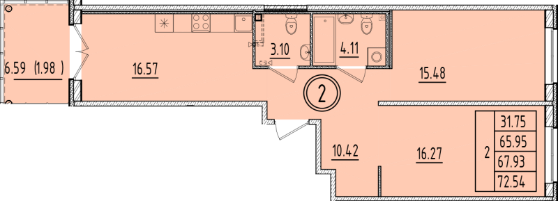 3 ккв (Евро) 66 м²