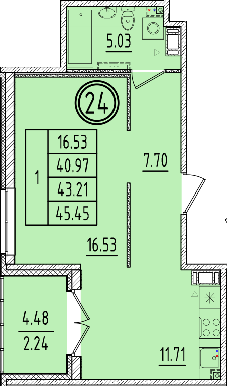 1 ккв 41 м²