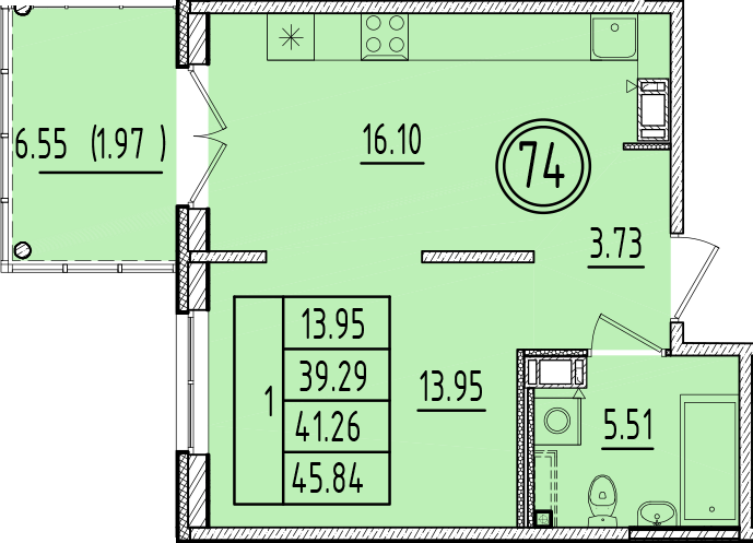 2 ккв (Евро) 39,3 м²
