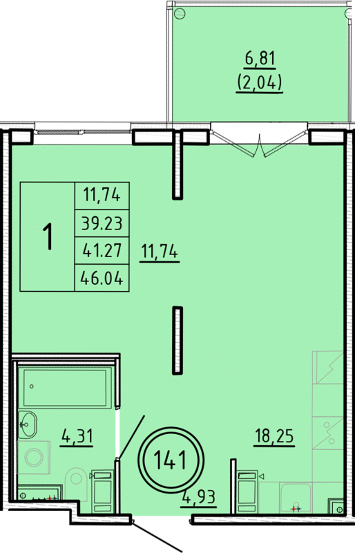 2 ккв (Евро) 39,2 м²