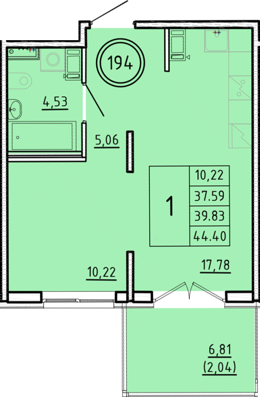 1 ккв 37,6 м²