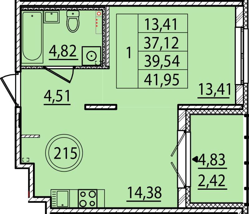 1 ккв 37,1 м²