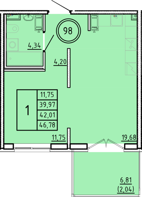 2 ккв (Евро) 40 м²