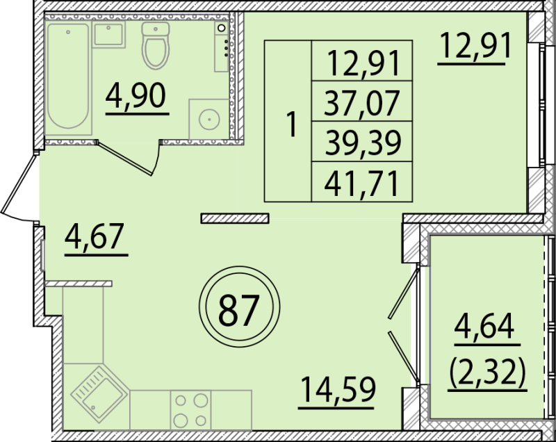 1 ккв 37,1 м²