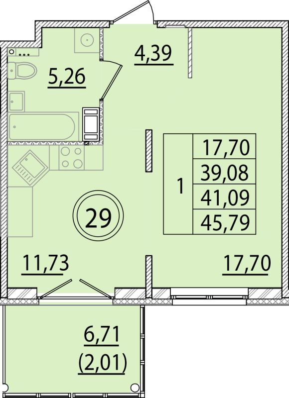 1 ккв 39,1 м²