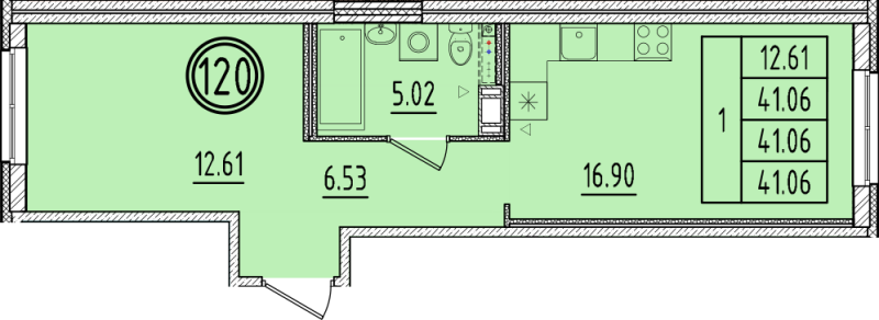 2 ккв (Евро) 41,1 м²