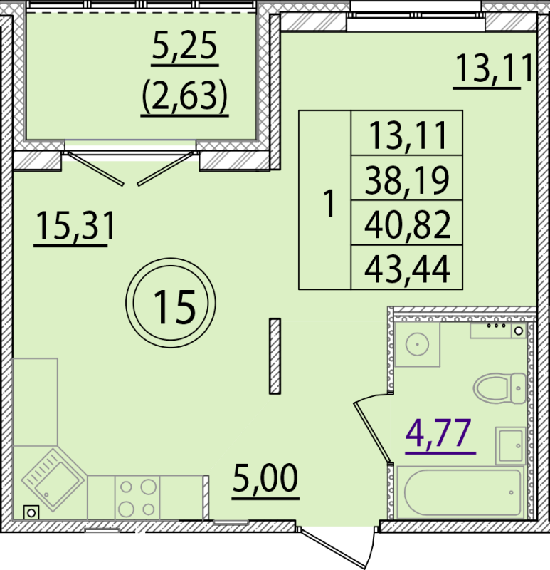 2 ккв (Евро) 38,2 м²