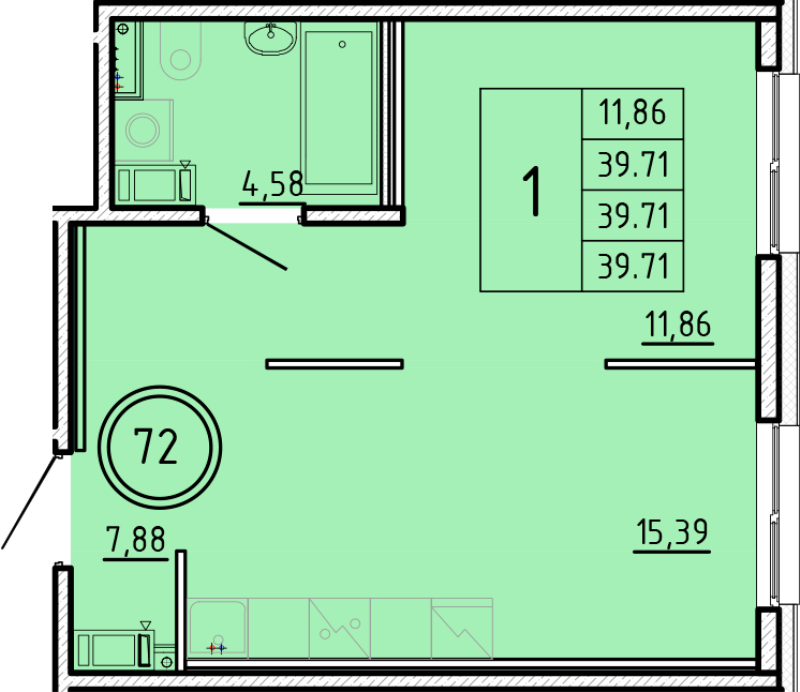 2 ккв (Евро) 39,7 м²
