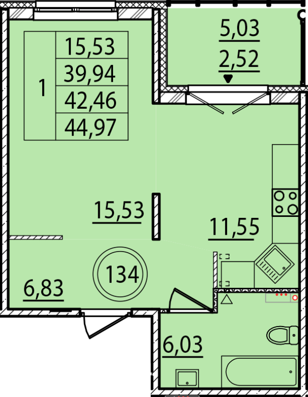 1 ккв 39,9 м²