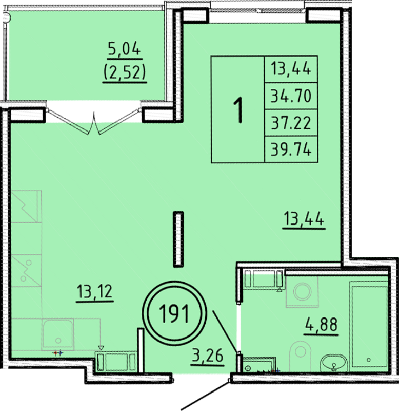 1 ккв 34,7 м²