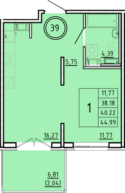 2 ккв (Евро) 38,2 м²