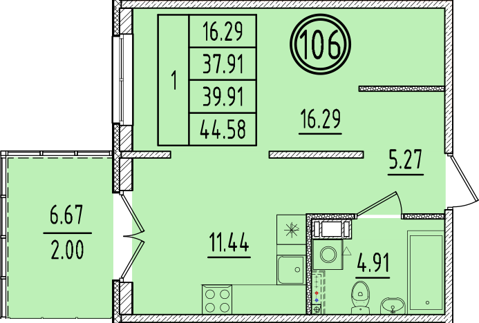 1 ккв 37,9 м²