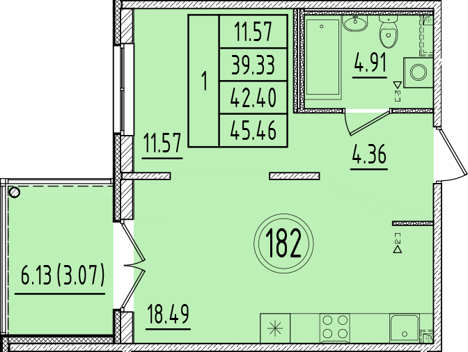 2 ккв (Евро) 39,3 м²