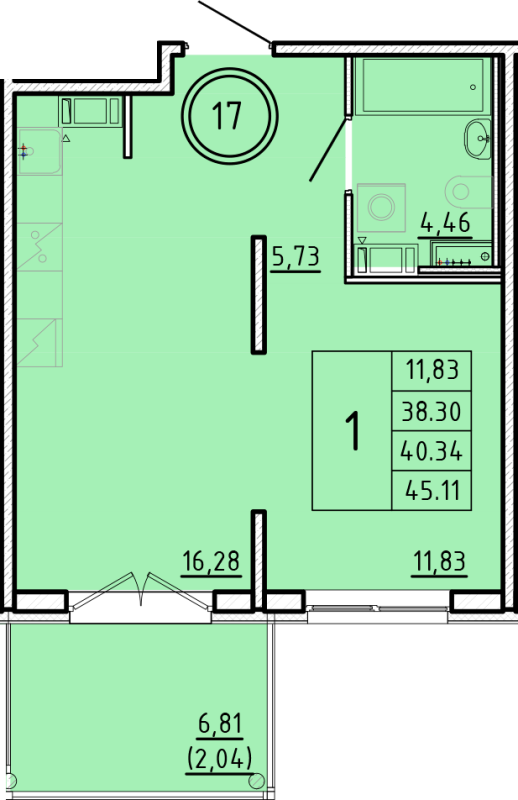 2 ккв (Евро) 38,3 м²