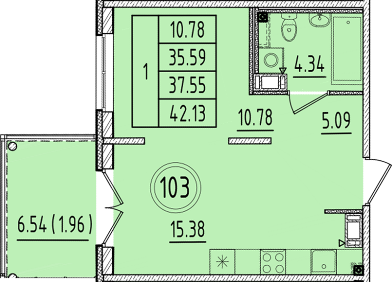 2 ккв (Евро) 35,6 м²