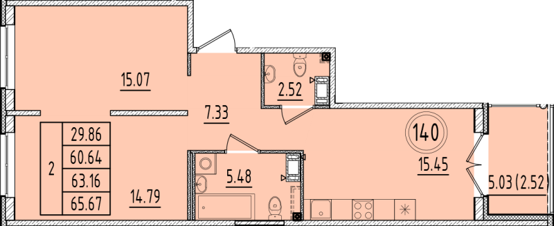 3 ккв (Евро) 60,6 м²