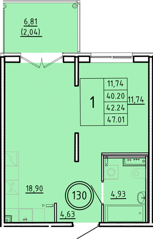 2 ккв (Евро) 40,2 м²