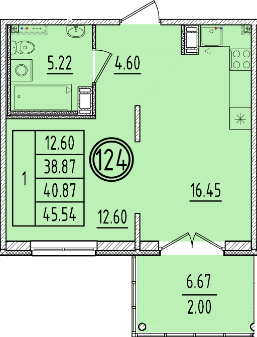 2 ккв (Евро) 38,9 м²
