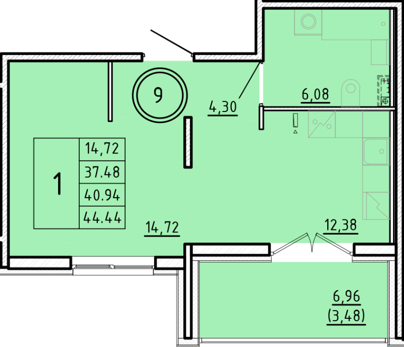 1 ккв 37,5 м²