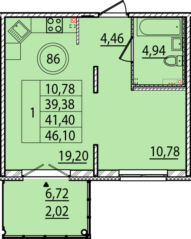2 ккв (Евро) 39,4 м²