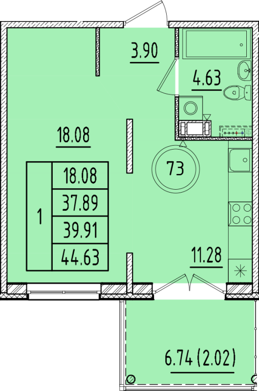1 ккв 37,9 м²