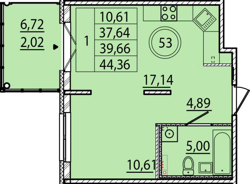2 ккв (Евро) 37,6 м²