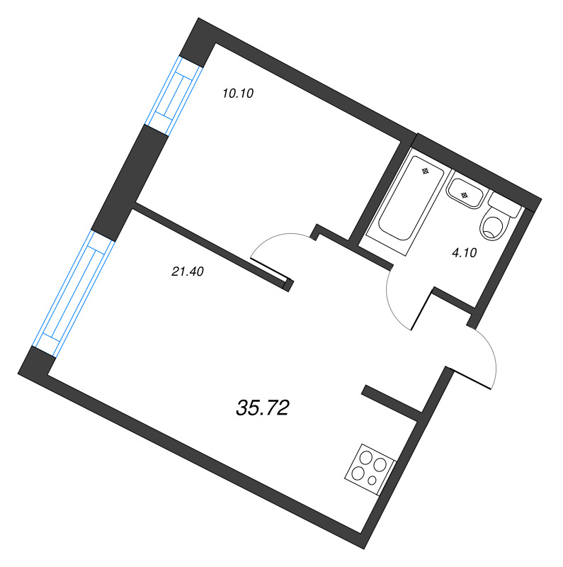 2 ккв (Евро) 35,7 м²