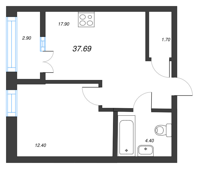 2 ккв (Евро) 37,7 м²