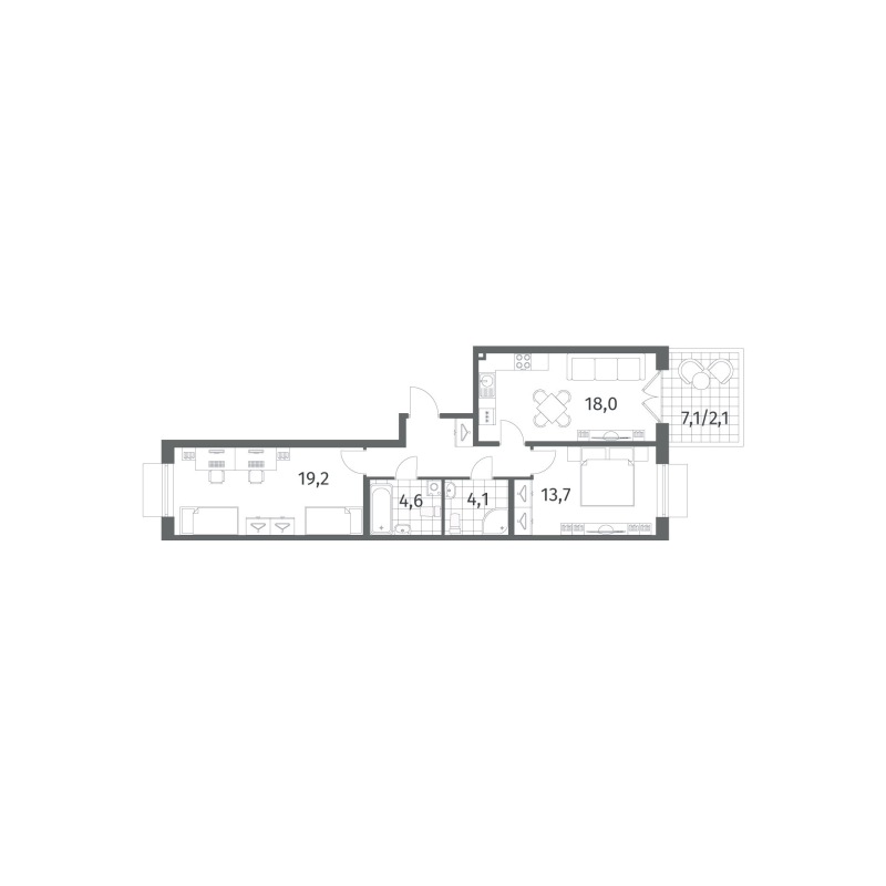 3 ккв (Евро) 69,5 м²