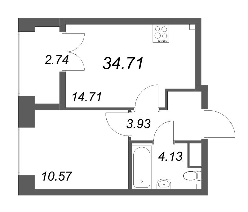 1 ккв 34,7 м²