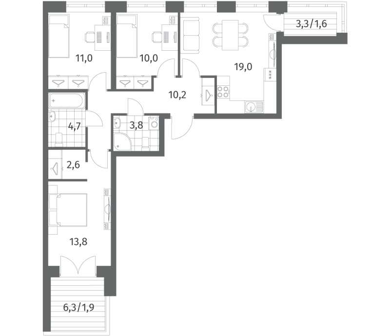 4 ккв (Евро) 78,5 м²