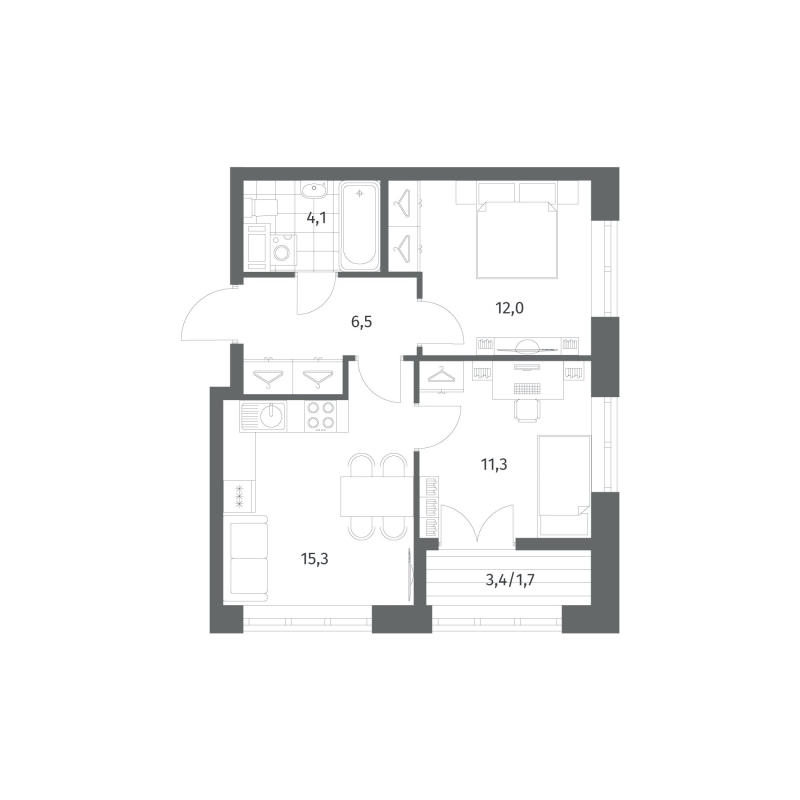 3 ккв (Евро) 50,9 м²